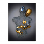 Kuldne ja h&otilde;bedane kuju, l&otilde;uend, maal, metallskulptuur, plakat, romantilised armastajad, pildid, kaasaegne seinakunst kodukaunistused 20x30cm