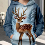 kawaii Hoodie Animal Deer 3D Prindi T&auml;navar&otilde;ivad Poiste T&uuml;drukute Dressip Suur Unisex Pusad Laste Kapuutsiga Pulloverid Topid R&otilde;ivad 100cm