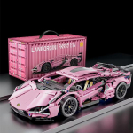 Ehitusplokid City Mehaaniline Kiirs&otilde;iduk Superauto 1/14 Lamborghini Klotsid M&auml;nguasjad Lapsele T&auml;iskasvanu kingitus Lamborghini Pink-1200Pcs
