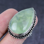 Prehnite Gemstone Handmade 925 Steling Silver Gift Jewelry Ring Size 8 e3k59