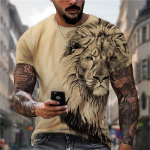Suvine retro T-s&auml;rk Animal Lion 3D Prindiga Mood l&uuml;hikeste varrukatega &uuml;laosa Elastne Suurem&otilde;&otilde;tmeline riietus Dressipluus Fitness T-s&auml;rk meestele S
