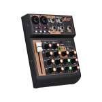 Helimikser kaasaskantav 4-kanaliline DJ-mikseri konsool miniheli miksimisplaat USB BT 48V Phantomiga must