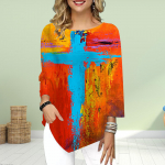 Naiste kolme neljandiku varrukatega &uuml;mmarguse kaelusega T-s&auml;rk lahtised s&auml;rgid vabaaja v&auml;rviliste ristitr&uuml;kiga T-s&auml;rk XS roosa