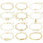 12Pcs ts For Women Girls Gold Bracelets Set Boho Layered Beach Adjustable Chain t Foot Jewelry One Size