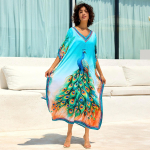 Peocock Papagoi tr&uuml;kitud rannakaftanid naistele Suvised suures suuruses kleidid ujumisriiete katted p&uuml;hade ujumisriiete m&uuml;&uuml;k One Size