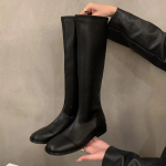 mood Retro stiilis Naiste R&uuml;&uuml;tli K&otilde;rged Saapad Mood Pehme Nahk Slim Pikk Poolsaapad S&uuml;gis Talv Daamide Madalad Kingad 37