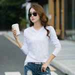 2024. aasta kevad, uus mood, vabaaja Korea stiilis vaba &otilde;huke pikkade varrukatega T-s&auml;rk naiste bambusest puuvillane lihtne s&auml;rk S valge