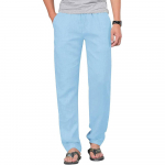 Meeste puuvillased linasest n&ouml;&ouml;riga p&uuml;ksid elastne v&ouml;&ouml;koht vabaaja joogap&uuml;ksid rannap&uuml;ksid kottis lahtised meeste dressip&uuml;ksid XXL taevasinine v&auml;rv