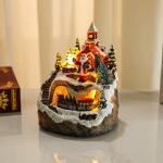 Christmas Spin Resin Light Music Box Ornament Rotating Little Train Ornament Christmas King