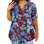 Naiste suur T-s&auml;rk suvine vabaaja iseseisvusp&auml;eva tr&uuml;kkimine V-kaelusega l&uuml;hikeste varrukatega taskutops L