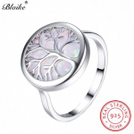 Blaike Vivid Life Tree valge/sinine Fire Opaal s&otilde;rmused naistele Meeste 925 Sterling h&otilde;bedane s&otilde;rmus peened ehted vikerkaare s&uuml;nnikivi kingitused 9