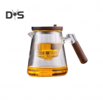 800 ml teekann veeeraldusklaasist klaasist teekann puidust k&auml;epidemega kuumakindel, t&auml;pselt kallatav teekann Lihtsalt puhastatav teekann lahtise tee valmistamiseks puhas