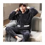 Uus meeste talvine paksendatud korallifliisist pidžaamakomplekt pl&uuml;&uuml;sist kapuutsiga kodu&uuml;likond pikkade varrukatega multifilmi flanell 2 tk komplekt soe &ouml;&ouml;pesu pluss suurus 3XL 4XL XL