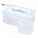 Tihendav kaanega toiduainete s&auml;ilituskast Toidukvaliteediga BPA vaba k&auml;epidemega l&auml;bipaistev v&auml;rskelt s&auml;iliv karbi teraviljakonteiner roosa