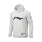 Li Ning CBA Professionaalne Korvpallisari Logo Prindiga Higiimav Pusa Kapuutsiga Fliisist Sweatshirt Meeste pusa Chuan-Stone-Grey AWDT883-6 L