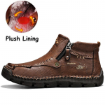 Meeste saapad K&otilde;rge &uuml;laosaga nahksaapad Plush Outdoor Suured S&uuml;gis/talvised Pluss Velvet Soojad K&auml;sitsi valmistatud Poolsaapad 42 punane/pruun