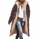 Naiste talvejope kapuutsi ja k&uuml;ljetaskutega Kahepoolne kantav &otilde;huke jope XL kohv