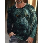 The Lion Graphic meeste pikkade varrukatega T-s&auml;rk meestele Riided vabaaja meeste topsid Mood Loomad 3D t&auml;isprindiga t&auml;navar&otilde;ivad S