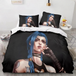 Anime Hea M&auml;ng Jinx Voodipesukomplekt &Uuml;hekohaline Kaksik T&auml;issuuruses Kuninganna Kuningas Suurus Voodikomplekt T&auml;iskasvanu Laps Magamistuba Tekikott Komplektid ropa de cama Kawaii 70x133cm 2pcs