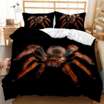 Tarantula Print Beddengoed komplekt Zwart Bruin Spider Dekvoodi kate, putukateema Zachte Dekbedovertrek Voor Kinderen Tiener, Wit AU Single(140x210cm)
