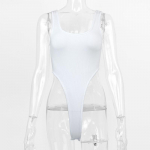 GMXIA Suvine varrukateta naiste seksikas &otilde;hukese istuvusega puuvillane U-kaelusega vest, k&otilde;rge l&otilde;hega bodi S valge