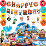 Multikasti S&uuml;nnip&auml;evapeo Tarvikud, 117 tk One Piece Peokaunistused & Lauan&otilde;ud - B&auml;nnerid, Spiraalid jne One Piece S&uuml;nnip&auml;evakaunistused Lastele as the picture