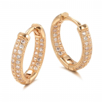 Tsirkoonist Full Pave Round Hoop k&otilde;rvar&otilde;ngad naistele Rose Gold Color