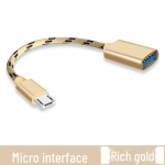 OTG andmekabel Huawei P40, Enjoy 50/20e, Honor, Vivo jaoks - &Uuml;hendage USB-m&auml;luseade laulude allalaadimiseks Android Micro interface single port kuld