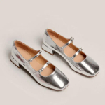 Maogu 2024 Kevad Prantsuse Retro Madala Suuga Paksude Kontsadega Kleitkingad Moodne H&otilde;bedane Ruudukujuline N&otilde;uanne Mary Jane Ballerina Kingad Madalad Kontsad 39 gray