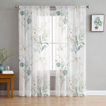 Rohelise lehe eukal&uuml;pti taim t&uuml;ll Voile kardinad magamistoa aknakardinad elutuppa L&auml;bipaistvad kardinad rulood organza kardinad 1 PCS W200XH250cm&Rod Pocket