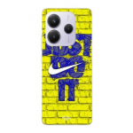 Coque Xiaomi Redmi Note 14 5G logo just do it couleur bleu front jaune Maniacase