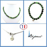 Pierres et Min&eacute;raux. Parure bijoux Bracelet Collier perles Epidote d'Australie 8 mm. Chaine Taille personnalisable.