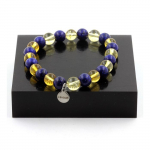 Pierres et Min&eacute;raux. Bracelet Perles Lapis Lazuli + Citrine 8 mm. Fabriqu&eacute; en France.