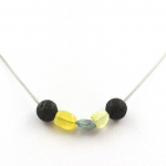 Pierres et Min&eacute;raux. Collier perles Lave 8 mm + Opale jaune d'Australie + Apatite du Br&eacute;sil Chaine en acier inoxydable. must