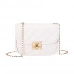 Uus tikitud kott, trendikas naiste kott, v&auml;ike ruudukujuline kott, moekas ketiga kott valge