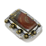 Iron Red Jasper Two Tone 925 Sterling Silver Jewelry Ring Size 6.5 w1w88