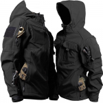 Jakid Meeste V&auml;listingimustes Veekindel kapuuts Tuulejope T&ouml;&ouml;riietus Soft Shell Taskud Mootortopsid Talv XL must