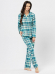 Pajama Key LNS 471 B24 Flanell pikkade varrukatega S-XL lahtik&auml;iv naiste Key