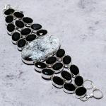 Dendrite Opal, Spinel Handmade 925 Sterling Silver Bracelet 7-8 t3t33