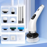 9-in-1 elektriline vannitoa puhastushari kahepikkusega k&auml;epidemetega Electric Cleaning Brush