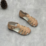 Johnature Ehtsast nahast rooma sandaalid Retro vabaaja &uuml;hev&auml;rvilised veisenahast pehme tallaga lamedad naistekingad 40 aprikoosi