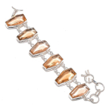 Morganite Gemstone Handmade 925 Sterling Silver Bracelet 7-8 b6g22