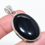Natural Black Onyx Gemstone 925 Sterling Silver Jewelry Pendant 1.97 d7i06