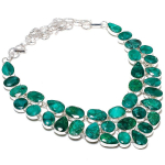 Emerald(Simulated) Gemstone 925 Sterling Silver Jewelry Necklace 18 s1i69