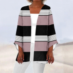 Naiste vabaaja mood tr&uuml;kitud kerge keskmise pikkusega jope kardigan L