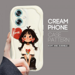 Armas koomiksimustriga kreemjas tekstuuriga korpus, lainelise servaga pehme silikoonkaanega telefoni&uuml;mbris OPPO Reno Realme jaoks OPPO A53S 5G
