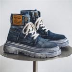 Retro Sinised Denim Saapad Meeste L&auml;&auml;ne Kauboi Saapad Mees Disainer Originaalsed Mustad Mustad Saapad Meeste L&otilde;uendist Ankle Boots Botas Hombre 2025 43 gray