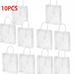 100 tk korduvkasutatav l&auml;bipaistev PVC-plastist kandekott l&auml;bipaistva sangaga ilus kinkekott pulmapeoks s&uuml;nnip&auml;evaks pakendikotid 15x13x7cm