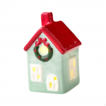 Mini Ceramic Light up House Decoration Accessories Birthday Gift Xmas Ornament for Indoor Cabinet Light Green House