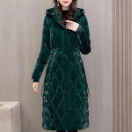 Talvised pikad parkad naistele Mantel Uus Pluss Suurus Paks soe puuvillane polsterdatud mantlid Naiste Korea stiilis talvejoped kapuutsiga L roheline